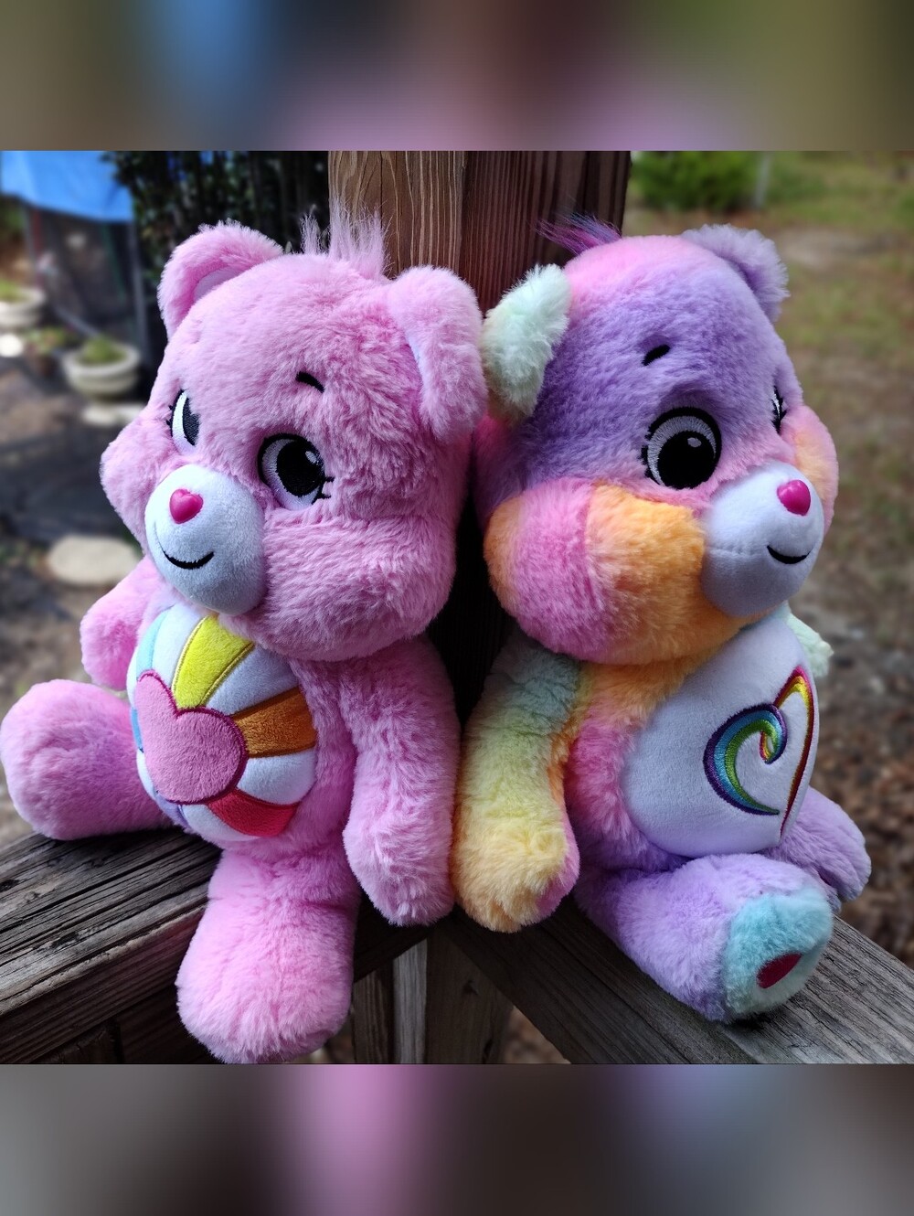 Care Bears Pastel Rainbow Heart And Hopeful Heart Plushie Set